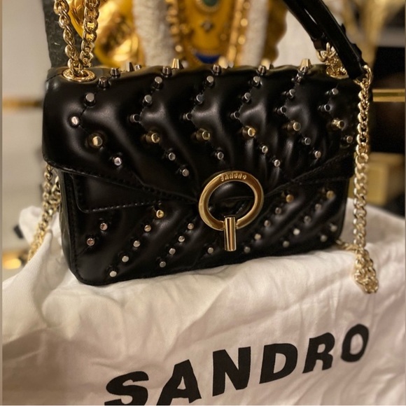 Sandro Crossbody studded leather Yza bag - Picture 5 of 14